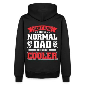Père sourd Langue des signes Fierté sourde - Sweat à capuche Premium bio Homme - noir - Dos - Nico (187cm)