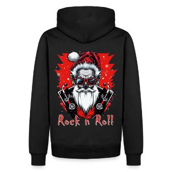 Funny Rock n Roll Punk Santa Claus Rocker Christma - Men’s Premium Organic Hoodie - black - Back - Nico (187cm)