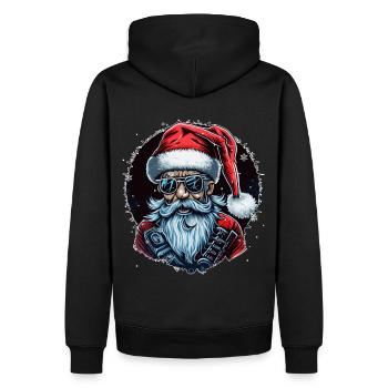 Old Rocker Santa Claus Rock n Roll Metal Christmas - Männer Premium Bio Hoodie - Schwarz - Hinten - Nico (187cm)