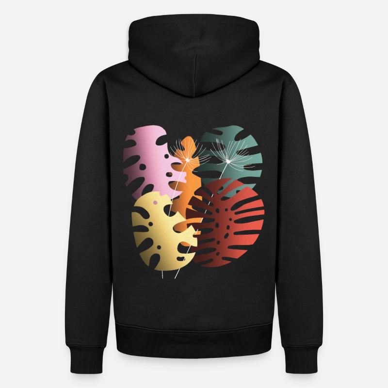 Monstera-Blätter Boho-Design Boho-Monstera - Männer Premium Bio Hoodie - Schwarz