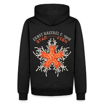 Vintage starfish illustration by Ernst Haeckel - Men’s Premium Organic Hoodie - black - Back - Nico (187cm)