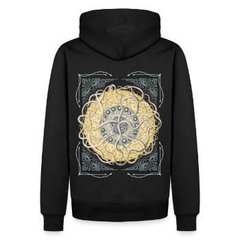 Étoile de mer botanique vintage, étoile de mer mandala - Sweat à capuche Premium bio Homme - noir - Dos - Nico (187cm)
