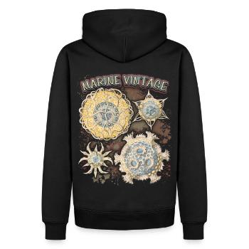 Vintage Ocean, étoile de mer botanique, mandala antique - Sweat à capuche Premium bio Homme - noir - Dos - Nico (187cm)