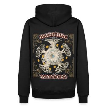 Illustration maritime vintage, créatures marines - Sweat à capuche Premium bio Homme - noir - Dos - Nico (187cm)