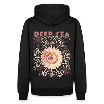 Méduse de poche, mer, illustration maritime vintage - Sweat à capuche Premium bio Homme - noir - Dos - Nico (187cm)