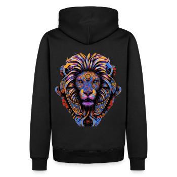 Tête de Lion colorée Pop Art Zodiaque Signe Leo Astrolo - Sweat à capuche Premium bio Homme - noir - Dos - Nico (187cm)