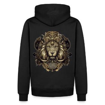Leo Ornate Lion Head Detailed Astrology Leo Zodiac - Men’s Premium Organic Hoodie - black - Back - Nico (187cm)
