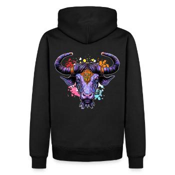 Watercolor Bull Taurus Zodiac Sign Colorful Astrol - Männer Premium Bio Hoodie - Schwarz - Hinten - Nico (187cm)
