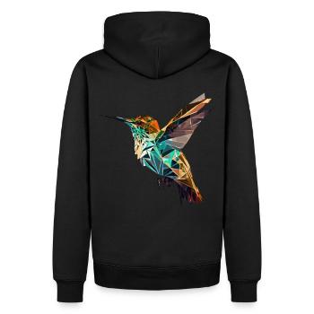 Geometric Hummingbird Abstract Polygonal Bird - Men’s Premium Organic Hoodie - black - Back - Nico (187cm)