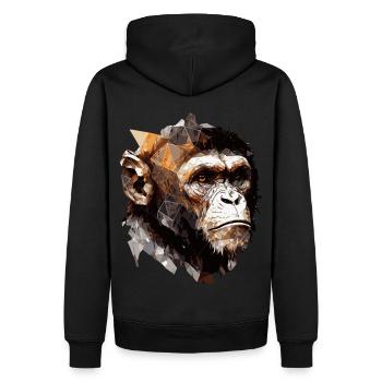 Geometric Monkey Head Abstract Polygonal Wild Anim - Men’s Premium Organic Hoodie - black - Back - Nico (187cm)