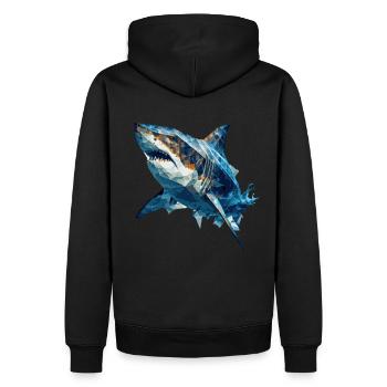 Geometric Shark Head Abstract Polygonal - Men’s Premium Organic Hoodie - black - Back - Nico (187cm)