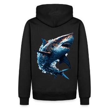 Geometric Shark Head Abstract Polygonal Wild Anima - Männer Premium Bio Hoodie - Schwarz - Hinten - Nico (187cm)