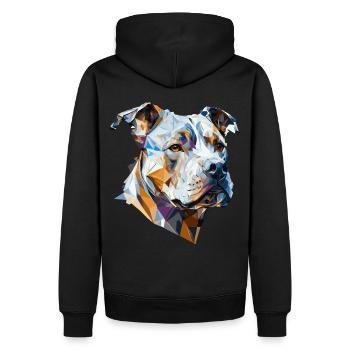Geometric Pitbull Pet Dog Abstract Polygonal Dog B - Men’s Premium Organic Hoodie - black - Back - Nico (187cm)