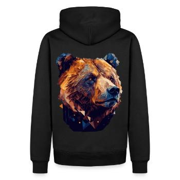 Geometric Bear Head Abstract Polygonal Wild Animal - Männer Premium Bio Hoodie - Schwarz - Hinten - Nico (187cm)