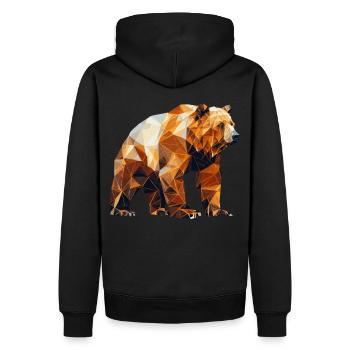 Geometric Bear Head Abstract Polygonal Wild Animal - Männer Premium Bio Hoodie - Schwarz - Hinten - Nico (187cm)