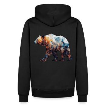 Geometric Bear Head Abstract Polygonal - Men’s Premium Organic Hoodie - black - Back - Nico (187cm)