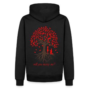 Demande en mariage Arbre de vie amoureuse - Sweat à capuche Premium bio Homme - noir - Dos - Nico (187cm)