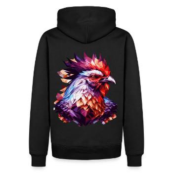 Geometric Chicken Head Abstract Polygonal - Männer Premium Bio Hoodie - Schwarz - Hinten - Nico (187cm)