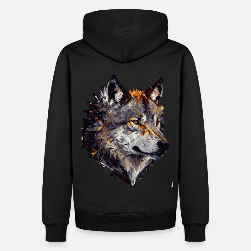 Polygonale abstrait géométrique Wolf Head - Sweat à capuche Premium bio Homme - noir