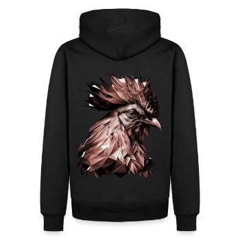 Geometric Chicken Head Abstract Polygonal - Männer Premium Bio Hoodie - Schwarz - Hinten - Nico (187cm)
