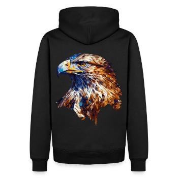 Geometric Bald Eagle Head Abstract Polygonal - Men’s Premium Organic Hoodie - black - Back - Nico (187cm)