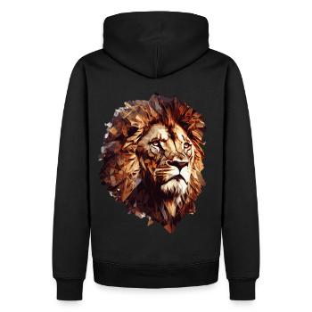 Geometric Lion Head Abstract Polygonal Wild Animal - Männer Premium Bio Hoodie - Schwarz - Hinten - Nico (187cm)