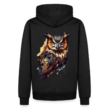 Geometric Owl Head Abstract Polygonal Bird - Men’s Premium Organic Hoodie - black - Back - Nico (187cm)