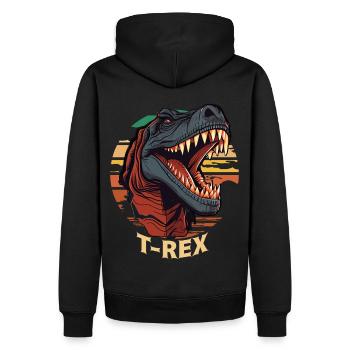 Retro Sunset T-Rex Tyrannosaurus Head Cool Dinosau - Men’s Premium Organic Hoodie - black - Back - Nico (187cm)