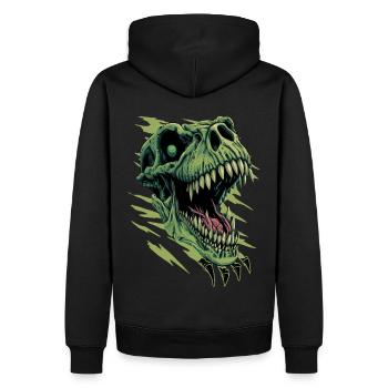 T-Rex Dinosaur Tyrannosaurus Rex Roaring Dino Head - Men’s Premium Organic Hoodie - black - Back - Nico (187cm)