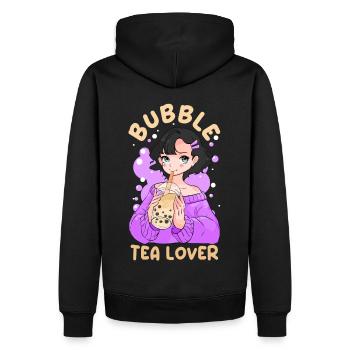 Bubble Tea Lover Cute Anime Girl Boba Milk - Men’s Premium Organic Hoodie - black - Back - Nico (187cm)