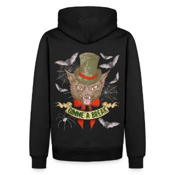 Chat d’Halloween avec araignée et chauve-souris, disant - Sweat à capuche Premium bio Homme - noir - Dos - Nico (187cm)