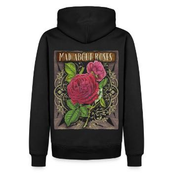 Vintage Rosen, Rosenmotiv, Viktorianische Rose - Männer Premium Bio Hoodie - Schwarz - Hinten - Nico (187cm)