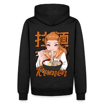 Kawaii Ramen Anime Girl Japanese Noodle Food - Männer Premium Bio Hoodie - Schwarz - Hinten - Nico (187cm)