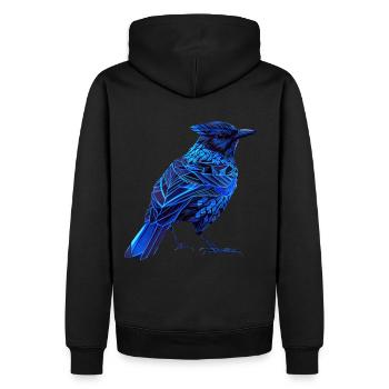 Géométrique Bleu Geai Oiseau Coloré Abstrait Oiseau Lov - Sweat à capuche Premium bio Homme - noir - Dos - Nico (187cm)