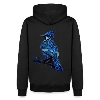 Géométrique Bleu Geai Oiseau Coloré Abstrait Oiseau Wat - Sweat à capuche Premium bio Homme - noir - Dos - Nico (187cm)