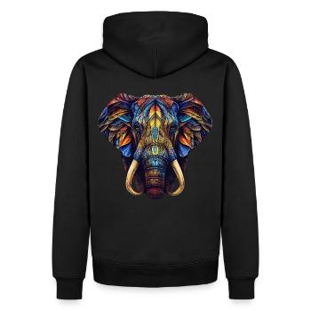 Géométrique Éléphant Coloré Abstrait Arc-en-ciel - Sweat à capuche Premium bio Homme - noir - Dos - Nico (187cm)