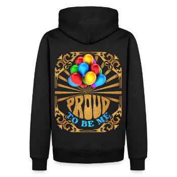Rainbow Balloon, slogan LGBTQ de la fierté d’être moi - Sweat à capuche Premium bio Homme - noir - Dos - Nico (187cm)