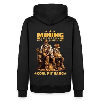 Goldgräber Bergarbeiter Bergleute Bergmänner - Männer Premium Bio Hoodie - Schwarz - Hinten - Nico (187cm)