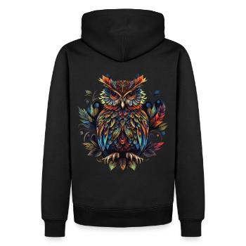 Geometric Owl Colorful Abstract Rainbow - Men’s Premium Organic Hoodie - black - Back - Nico (187cm)