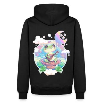 Cottagecore Grenouille Banjo Mignon Pastel Academia Aesthe - Sweat à capuche Premium bio Homme - noir - Dos - Nico (187cm)