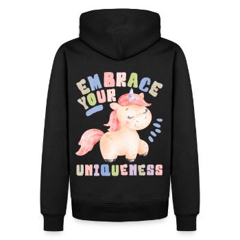 Licorne Kawaii, dicton, aquarelle licorne licorne - Sweat à capuche Premium bio Homme - noir - Dos - Nico (187cm)