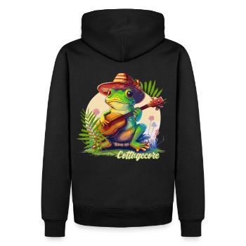 Cottagecore Aesthetic Countryside Banjoist Frog Go - Männer Premium Bio Hoodie - Schwarz - Hinten - Nico (187cm)