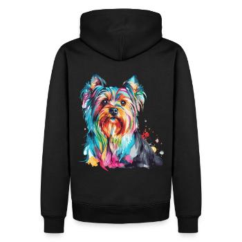 Watercolor Yorkshire Terrier Colorful Yorkie Dog L - Men’s Premium Organic Hoodie - black - Back - Nico (187cm)
