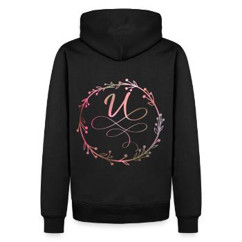 Monogramm, Buchstabe U, Kalligrafie Ornament - Männer Premium Bio Hoodie - Schwarz - Hinten - Nico (187cm)