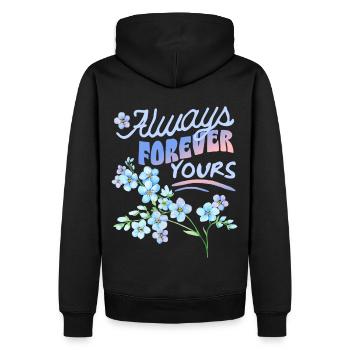 Vergiss-mein-nicht, Vergissmeinnicht, Valentinstag - Männer Premium Bio Hoodie - Schwarz - Hinten - Nico (187cm)