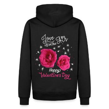 Saint-Valentin, Love-Love Rose Pattern Rose Design - Sweat à capuche Premium bio Homme - noir - Dos - Nico (187cm)