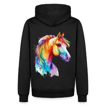 Aquarelle cheval poney coloré animal de compagnie amant des poneys - Sweat à capuche Premium bio Homme - noir - Dos - Nico (187cm)
