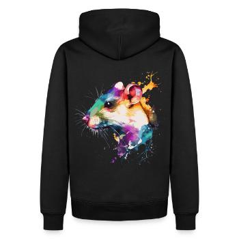 Aquarelle Rat Mignon Coloré Animal de compagnie Rat Rongeur Amoureux - Sweat à capuche Premium bio Homme - noir - Dos - Nico (187cm)