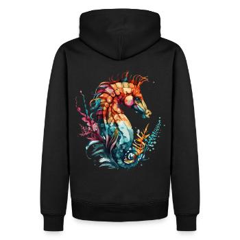 Watercolor Seahorse Colorful Sea Horse Lover - Männer Premium Bio Hoodie - Schwarz - Hinten - Nico (187cm)