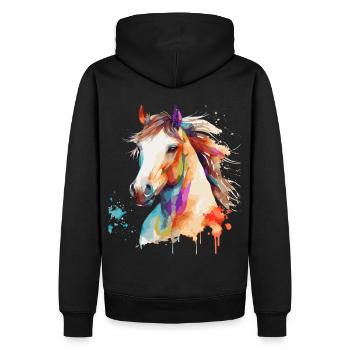 Aquarelle Équitation Coloré Pet Ponies Lover - Sweat à capuche Premium bio Homme - noir - Dos - Nico (187cm)